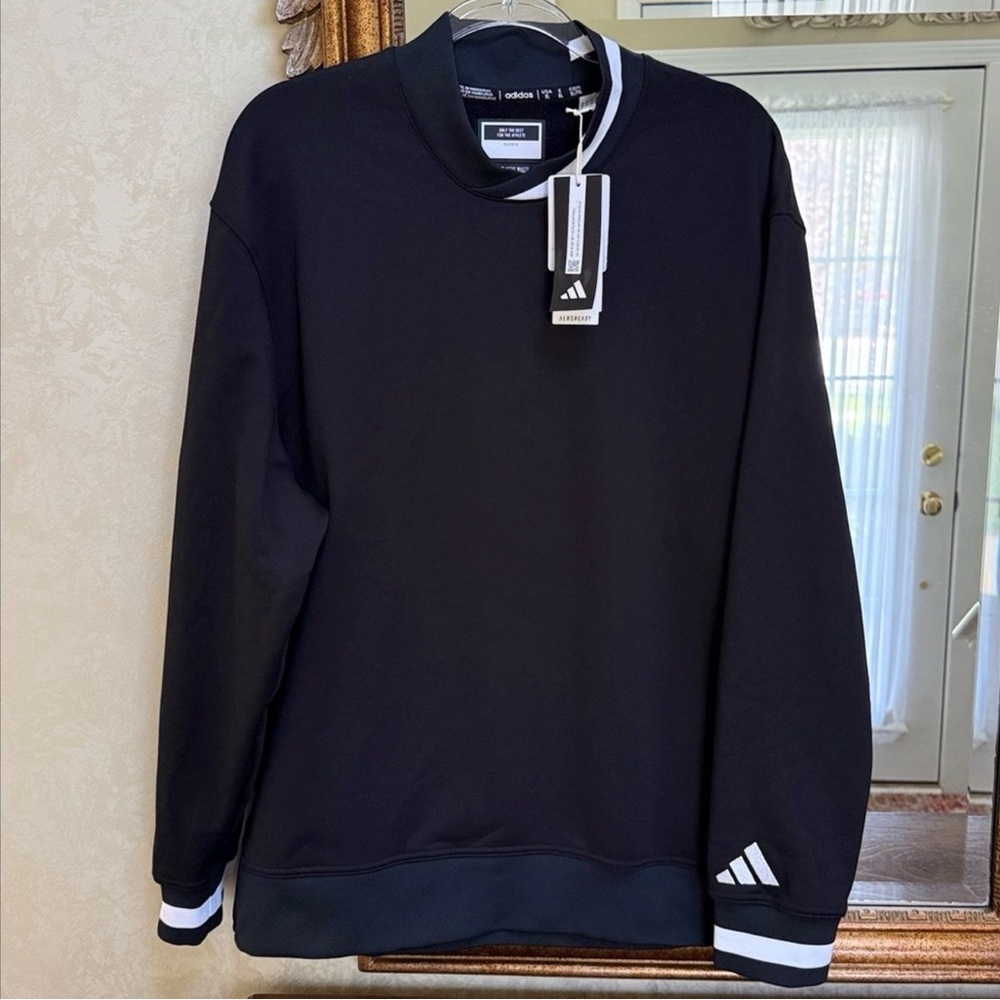 Adidas Black Crewneck Sweatshirt with White Trim. Size XL.